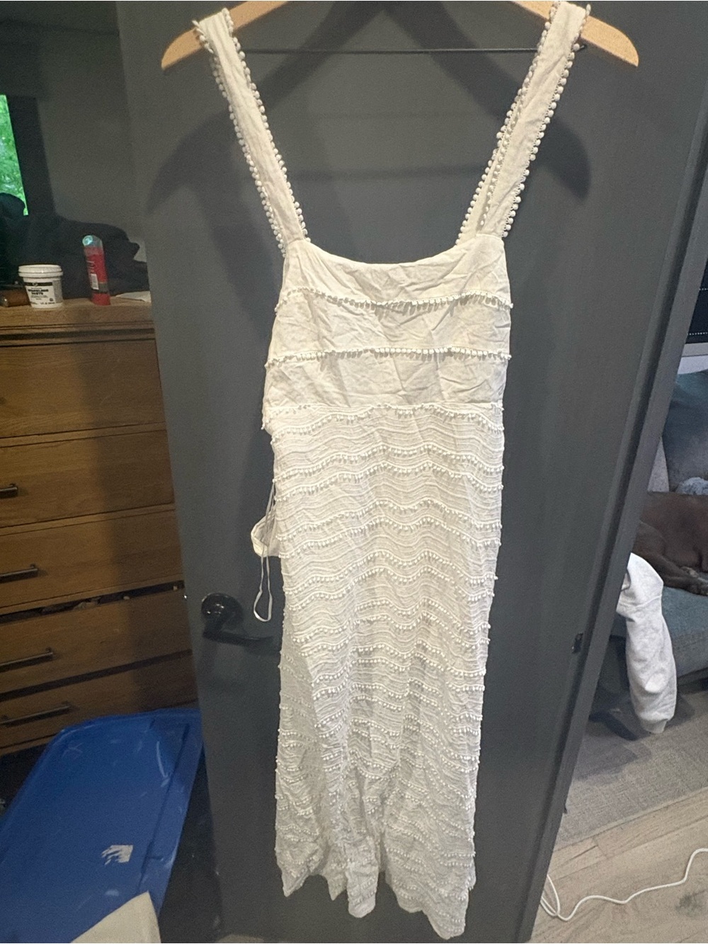 White Lace Maxi Dress with Straps - Brand Unspecified